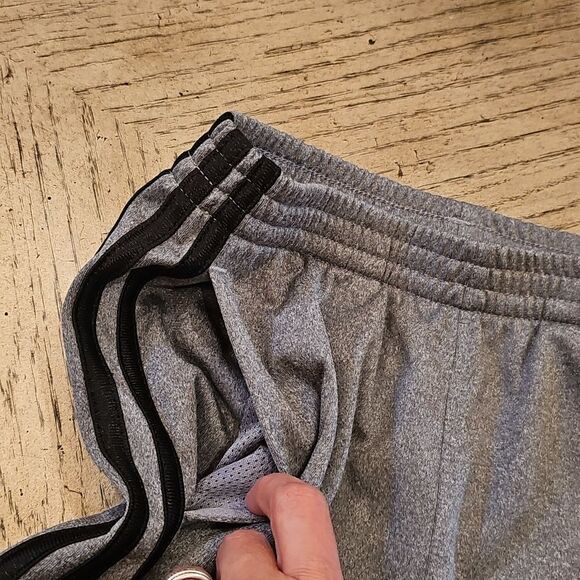 Adidas Kids Gray Joggers with Black Stripes Size 7 - Picture 6 of 12